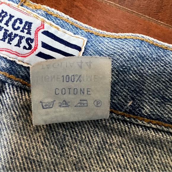 VINTAGE Denim Mini Jean Skirt Rica Lewis Raw Hem Vtg Size 44 / US 12 - Picture 8 of 10